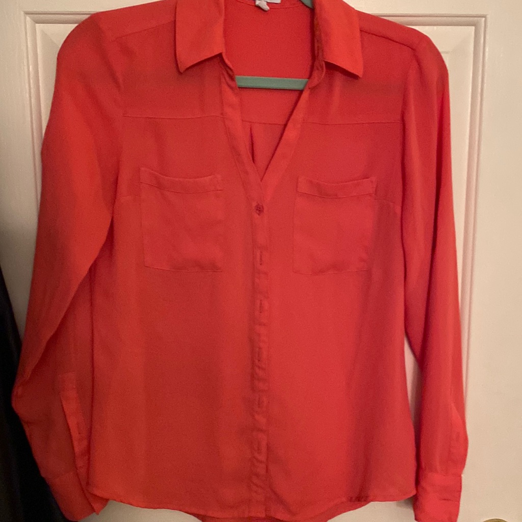Express Button Down V-Neck Blouse